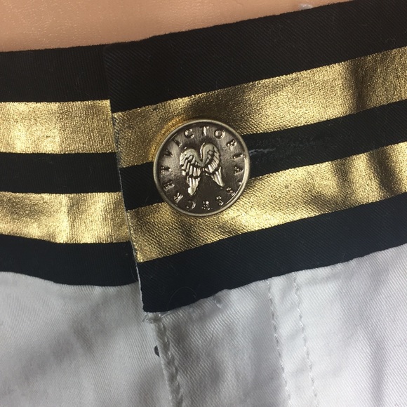 4 Victoria's Secret White Mini Skirt Gold Black - Picture 2 of 5